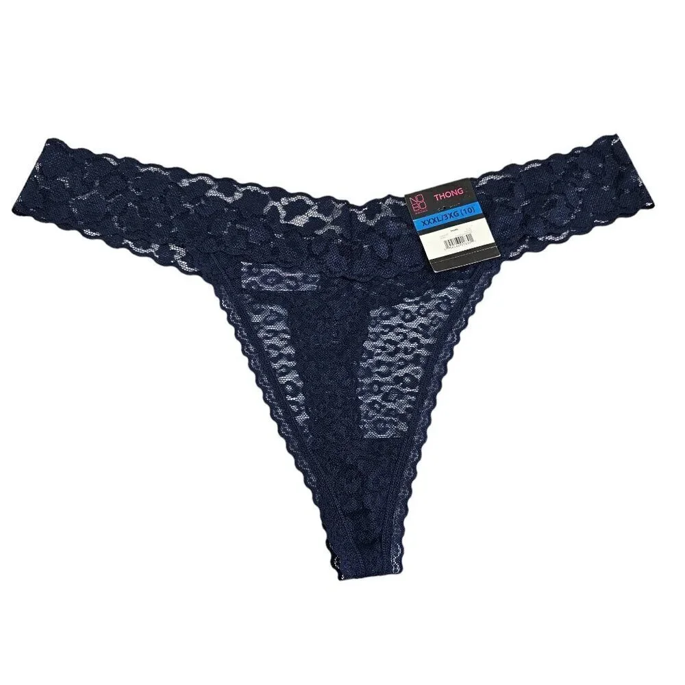 No Boundaries Women’s 3-Pack Multi-Color Seamless Lace Thong Panties – Size XXXL